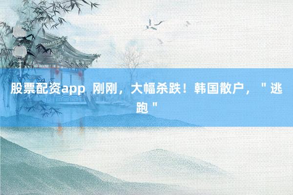 股票配资app  刚刚，大幅杀跌！韩国散户，＂逃跑＂