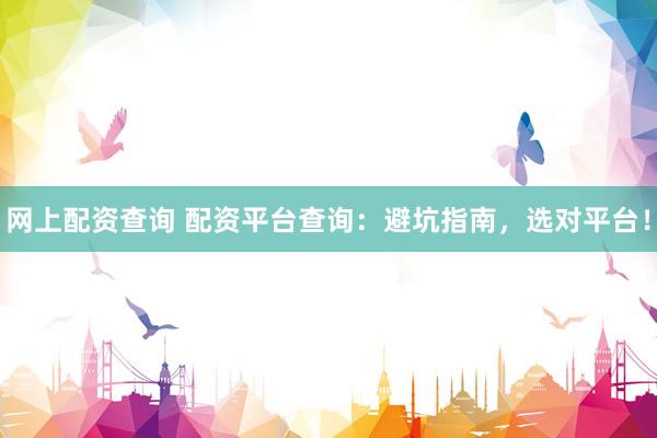网上配资查询 配资平台查询：避坑指南，选对平台！