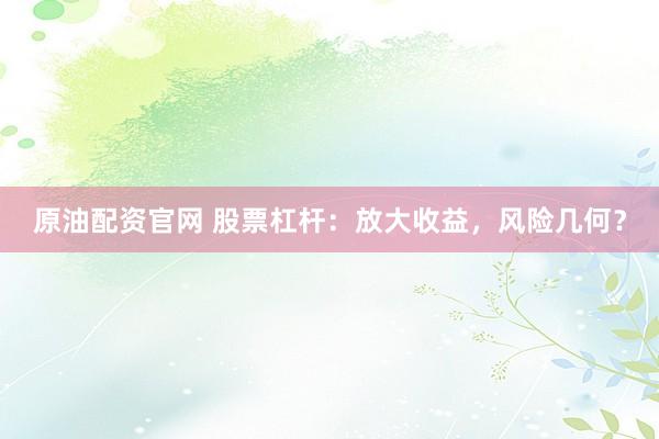 原油配资官网 股票杠杆：放大收益，风险几何？