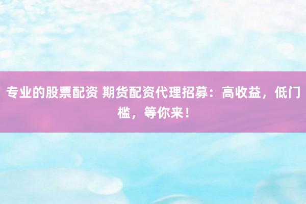 专业的股票配资 期货配资代理招募：高收益，低门槛，等你来！