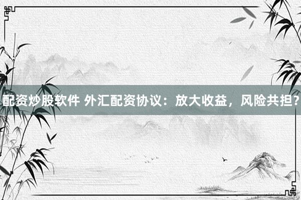 配资炒股软件 外汇配资协议：放大收益，风险共担？