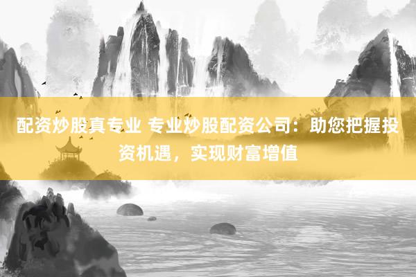 配资炒股真专业 专业炒股配资公司：助您把握投资机遇，实现财富增值