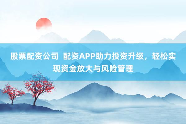 股票配资公司  配资APP助力投资升级，轻松实现资金放大与风险管理
