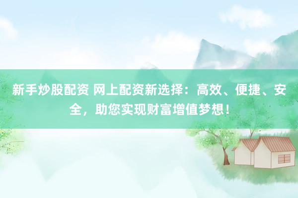 新手炒股配资 网上配资新选择：高效、便捷、安全，助您实现财富增值梦想！