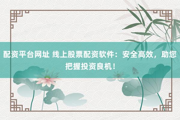 配资平台网址 线上股票配资软件:安全高效,助您把握投资良机!