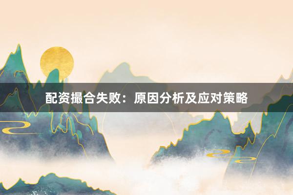 配资撮合失败:原因分析及应对策略