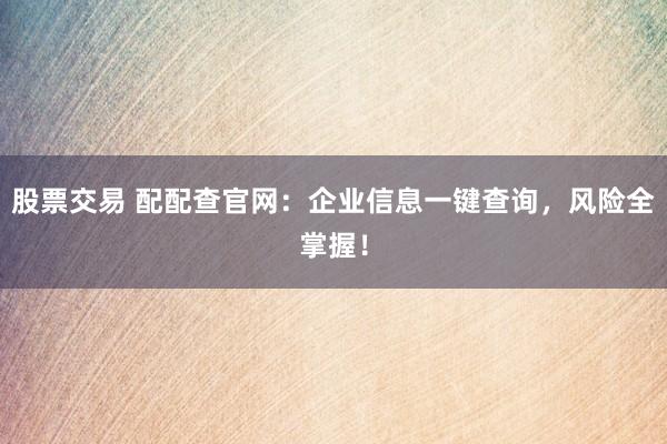 股票交易 配配查官网：企业信息一键查询，风险全掌握！