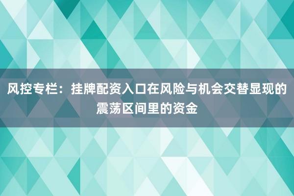 风控专栏:挂牌配资入口在风险与机会交替显现的震荡区间里的资金