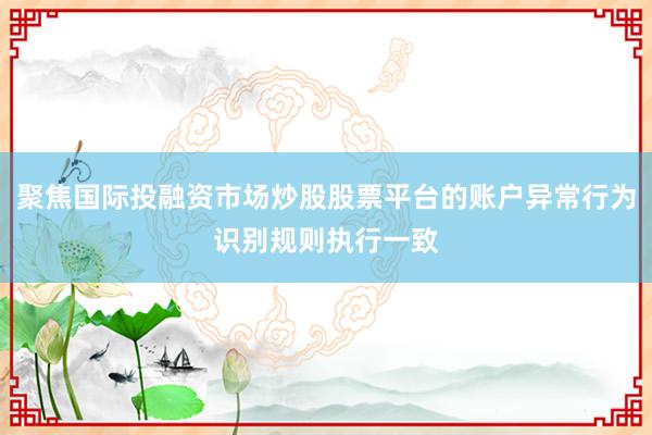 聚焦国际投融资市场炒股股票平台的账户异常行为识别规则执行一致