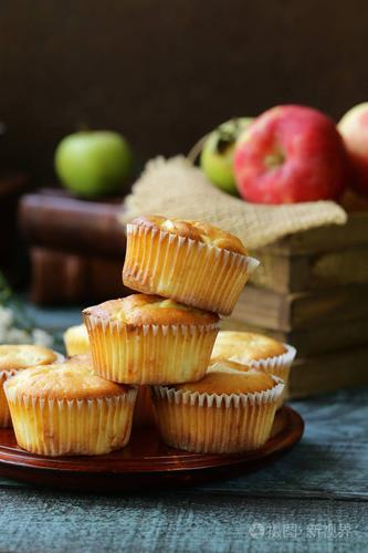 苹果松饼甜点, 健康食品照片-正版商用图片0st8r2-摄图新视界